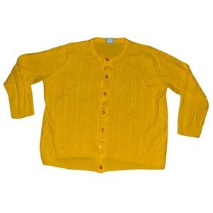 Woman Within Sara Morgan Acrylic Yellow Cable Womens Knit Cardigan Plus Size XXL